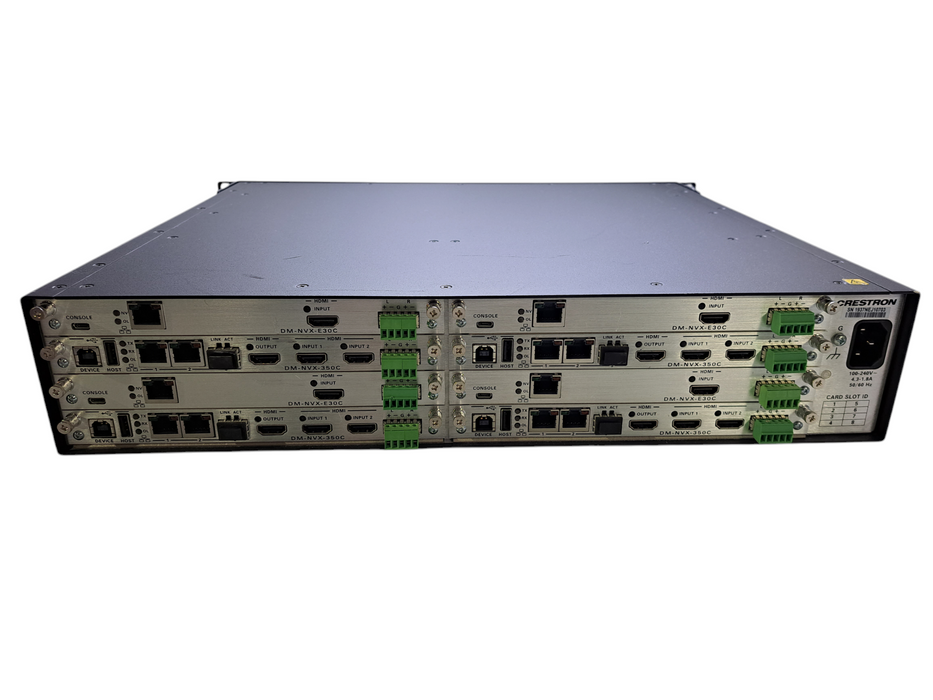 Crestron DMF-CI-8 Digital Media Chassis w/ 4x DM-NVX-E30C, 4x DM-NVX-350C