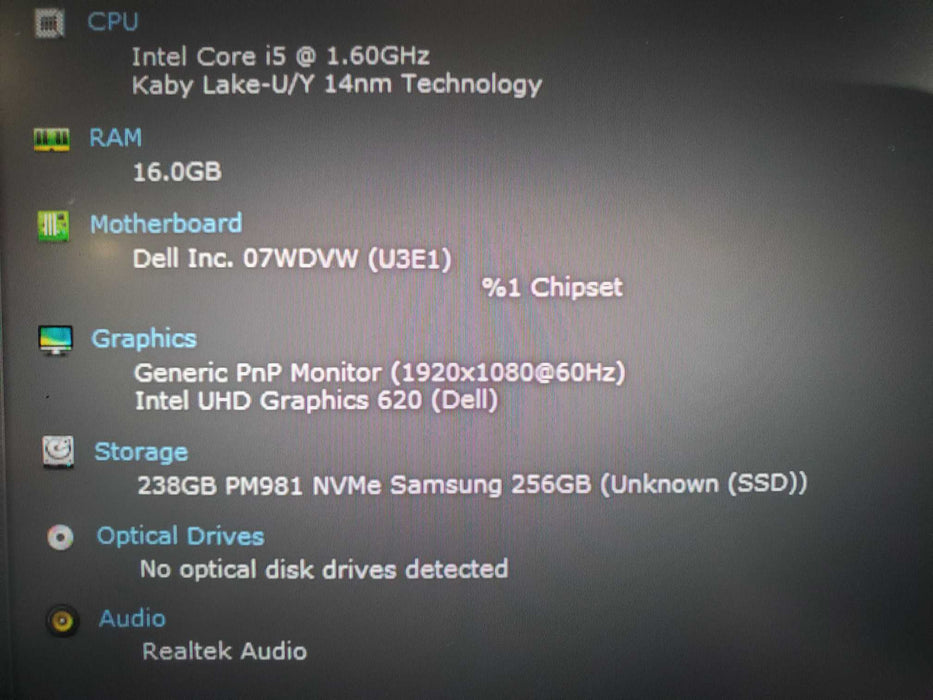 Dell Latitude 7400 14" Laptop Core i5-8365U 16GB RAM 256GB NVME READ  Lap200