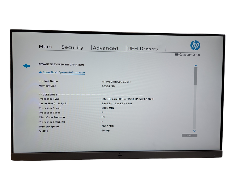 HP ProDesk 600 G5  SFF i5 - 9500 CPU @ 3.00GHz 16GB DDR4 Ram θ