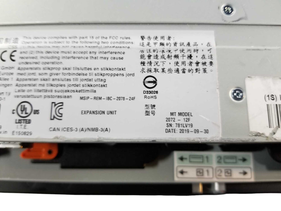 IBM 2072-12F Expansion Enclosure w/ 2x 01AC579-Canisters 2x 800W PSUs NoHDD Q