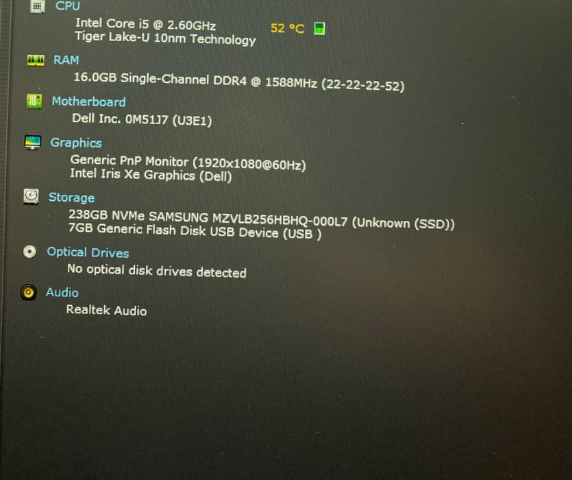Dell Latitude 5420 Core i5-1145G7@2.60GHz vPRO 16GB RAM 256GB SSD  Lap200