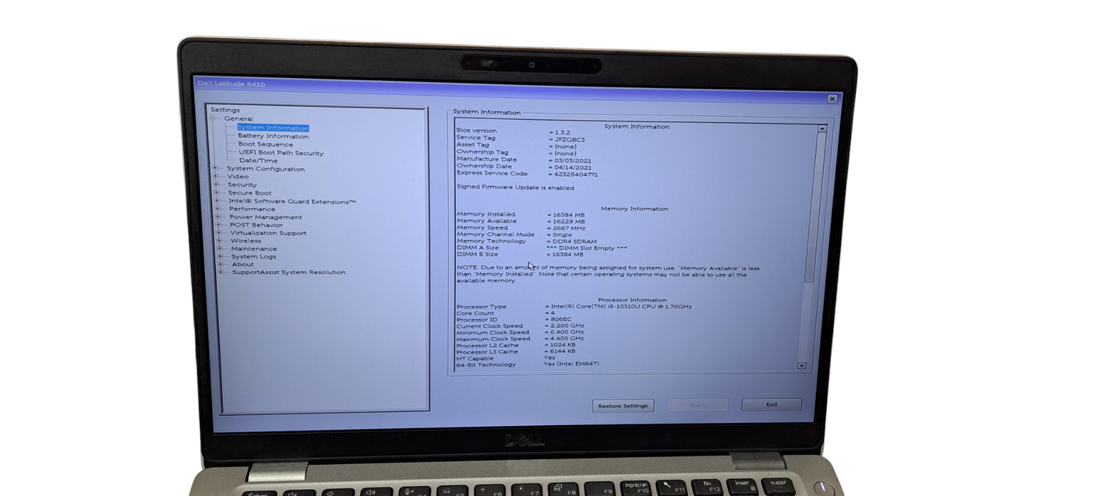 Latitude 5410 i5-10310CPU|16GB RAM|256GB NVMe| SEE Q Lap200