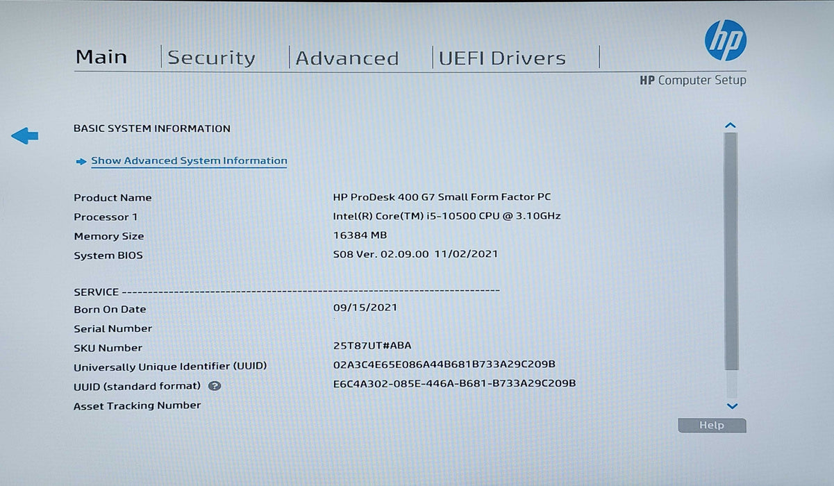 HP ProDesk 400 G7 SFF, i5-10500 3.10GHz, 16GB DDR4, 256GB NVMe Q