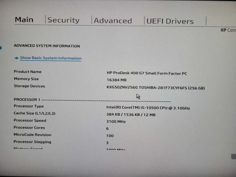 HP ProDesk 400 G7 SFF, Core i5-10500 3.10Ghz 16GB DDR4 RAM 256GB Nvme _
