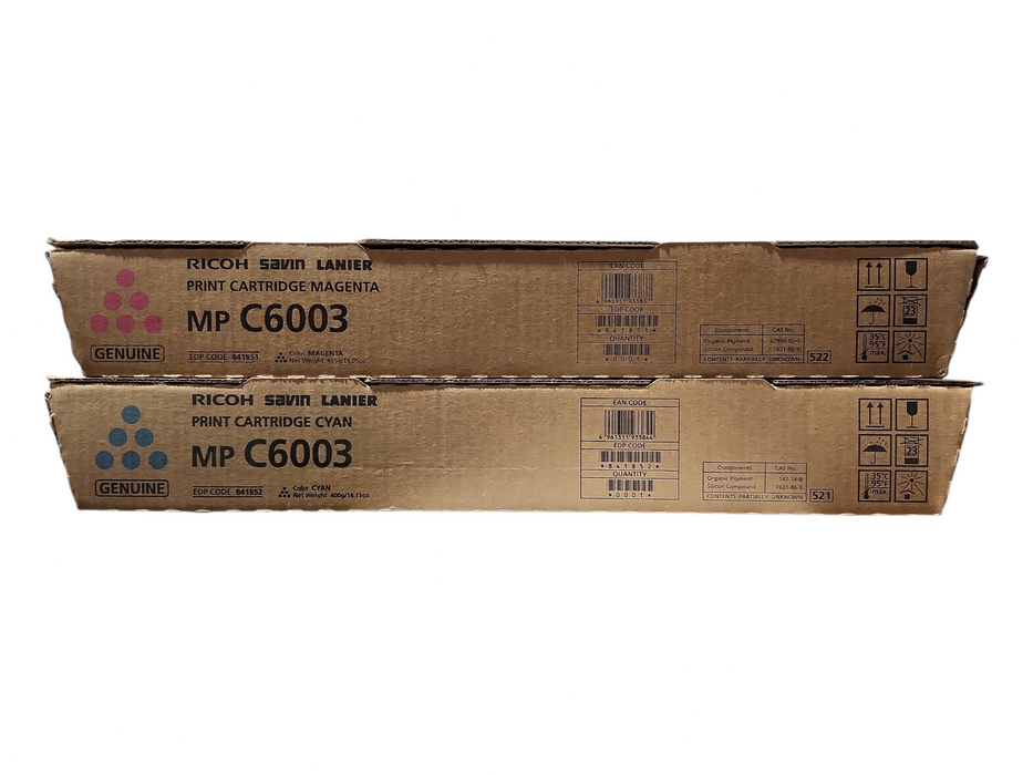 Ricoh Genuine MP C6003 Magenta & Blue Toner Print Cartridge, 841851&841852