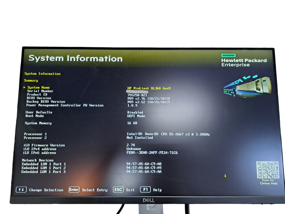 HP DL360 Gen9 1U 8x 2.5" | 1x Xeon E5-2667 v3 @3.2GHz 8C, 16GB DDR4, P440ar Q