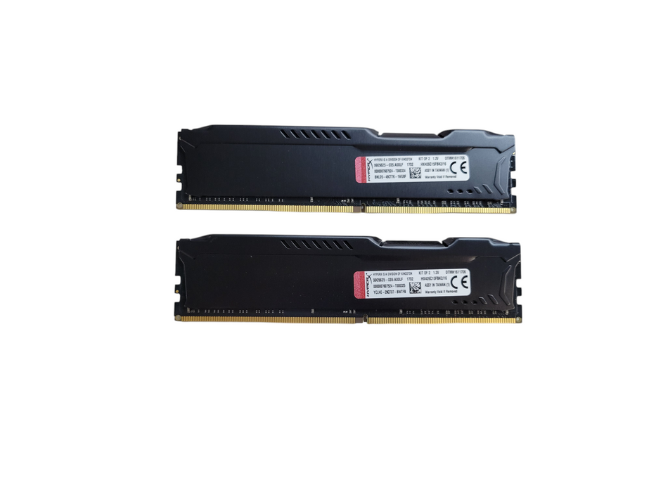 Lot of 2x - 8GB HyperX Fury DDR4-2666 HX426C15FBK2/16 Desktop Memory %