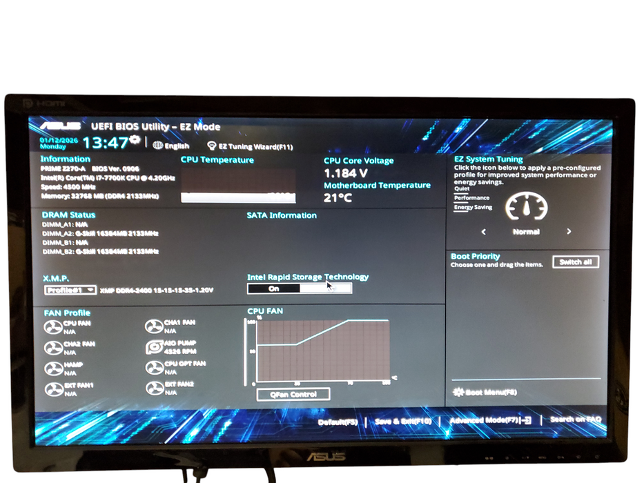 Asus prime Z270-A Motherboard with i7-7700K, 32GB DDR4, Water Cooler, IO Shield Q