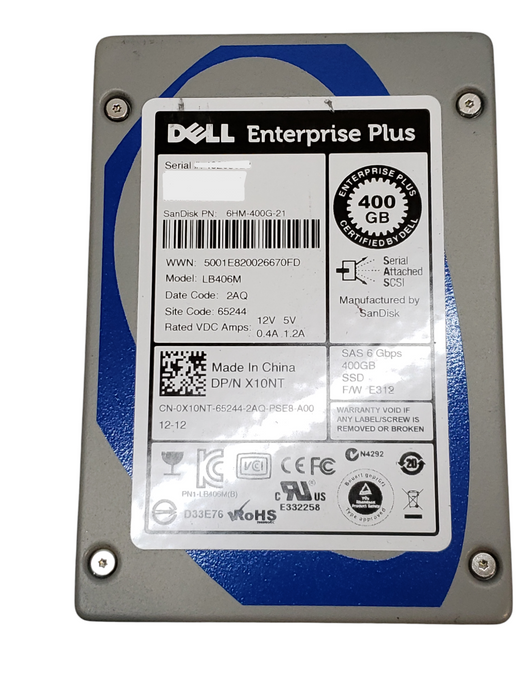 400GB SAS 2.5" DELL / SanDisk 6Gb/s 15mm SSD -  LB406M / X10NT Q+