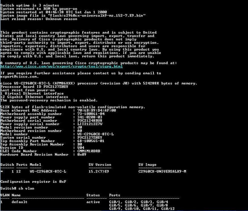 Cisco WS-C2960CX-8TC -L 12 Ports Fully Managed Ethernet Switch Q_