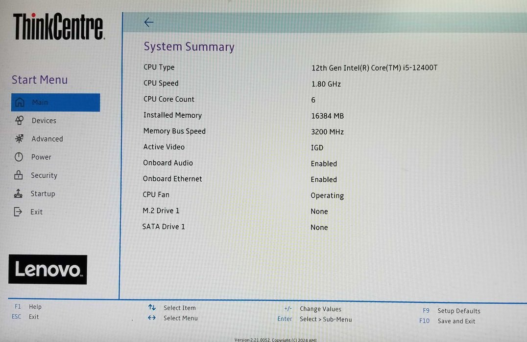 Lenovo ThinkCentre M70q Gen3 12th Gen i5-12400T CPU 16GB RAM - No HDD W/ AC Q