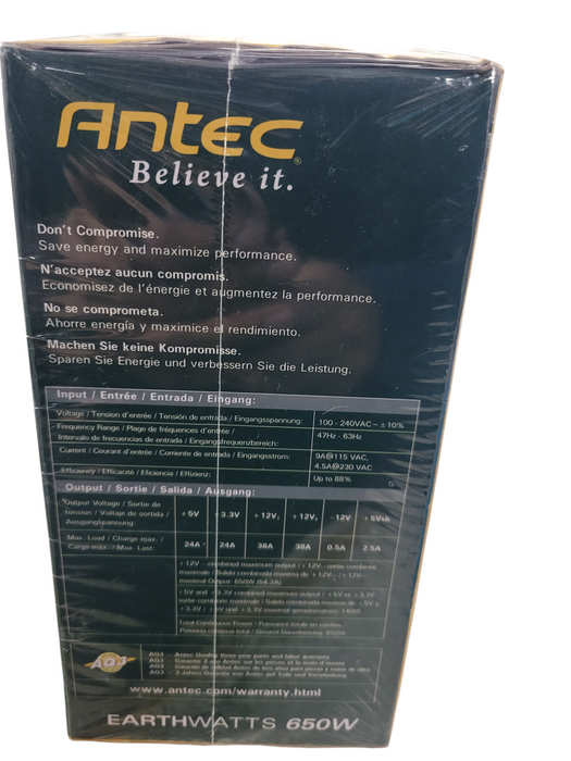 Antec EarthWatts Green 650W EA650Green ATX Power Supply 80+ Bronze