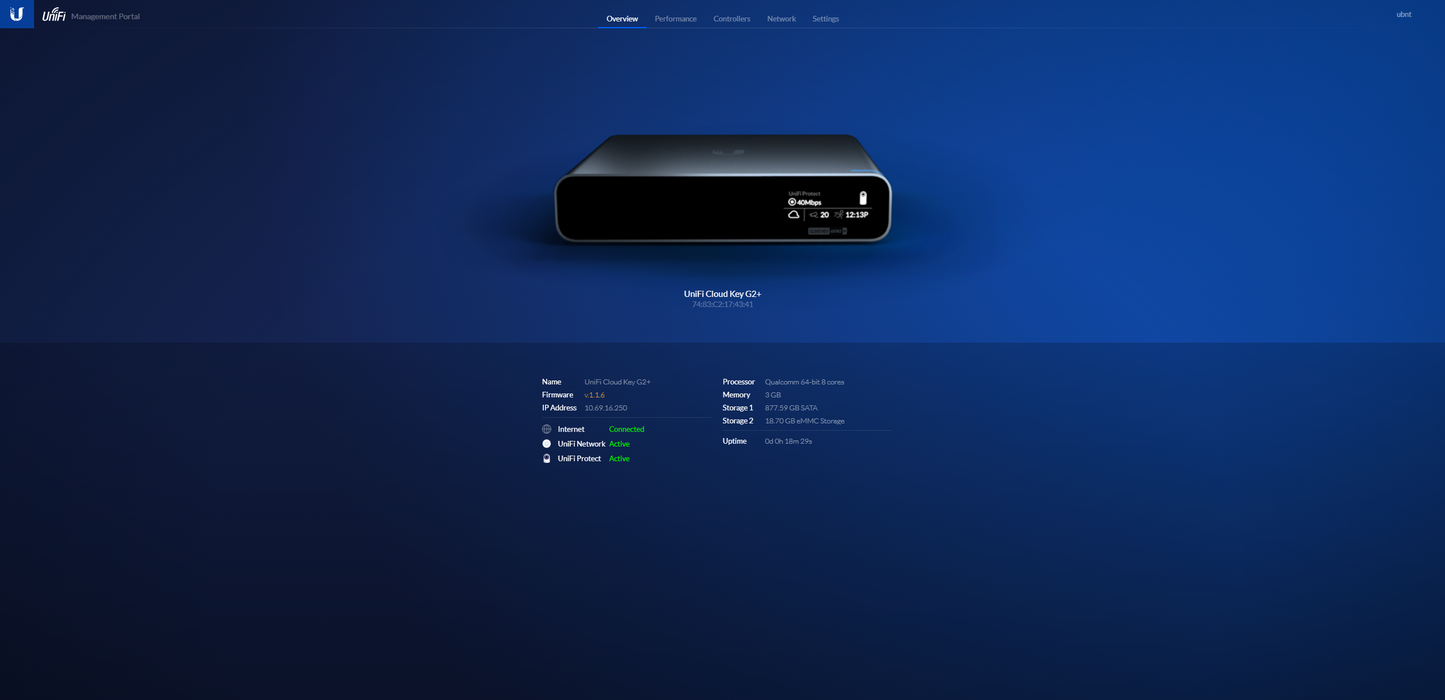 Ubiquiti UniFi Cloud Key Gen2 Plus, UCK-G2-PLUS w/ 1TB HDD