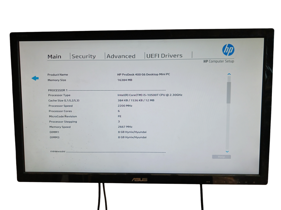 HP ProDesk 400 G6 PC Intel i5-10500T @2.30Ghz 16GB DDR4 No HDD