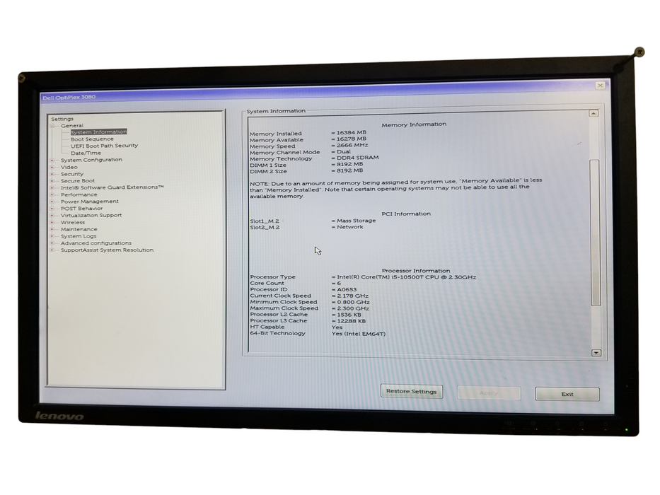 Dell OptiPlex 3080 USFF Intel Core i5-10500T @2.30GHz 16GB DDR4, 256GB NVMe