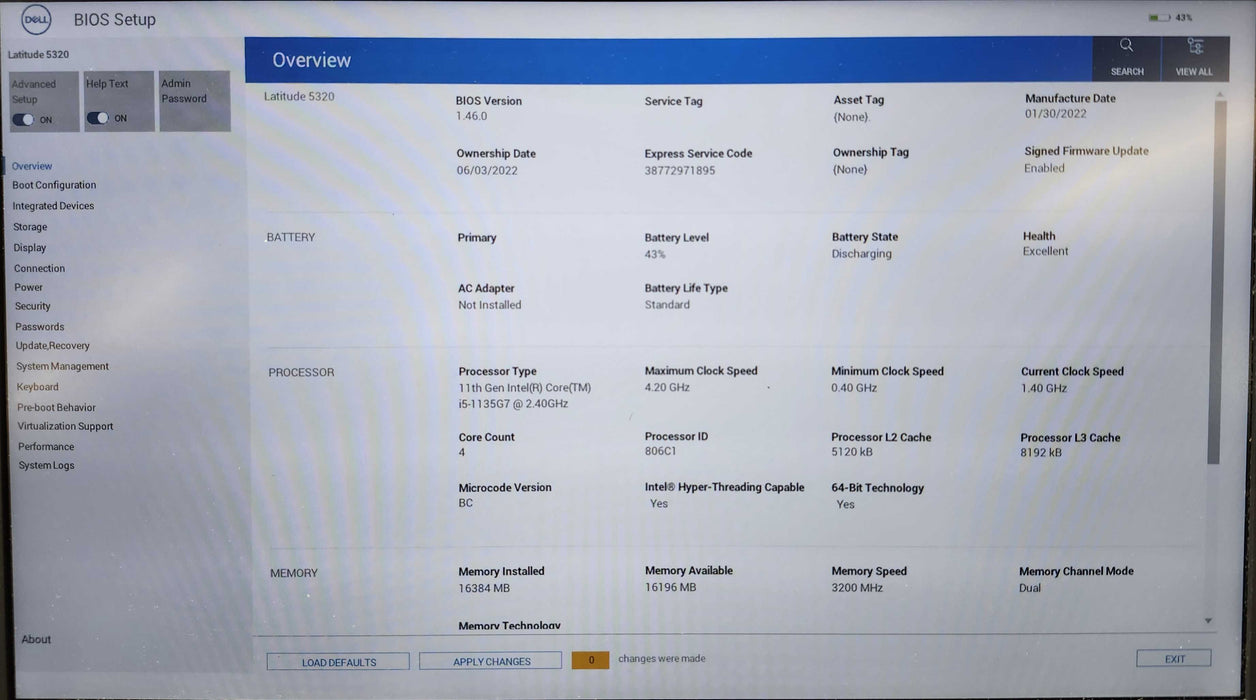 Dell Latitude 5320 Touch, i5-1135G7 2.40GHz, 16GB DDR4, 256GB NVMe, No AC  Lap200