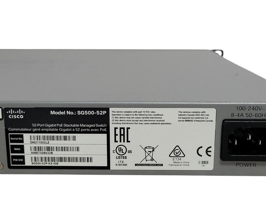 Cisco SG500-52P 52-Port gigabit PoE Stackable Managed Switch SG500-52P-K9 _