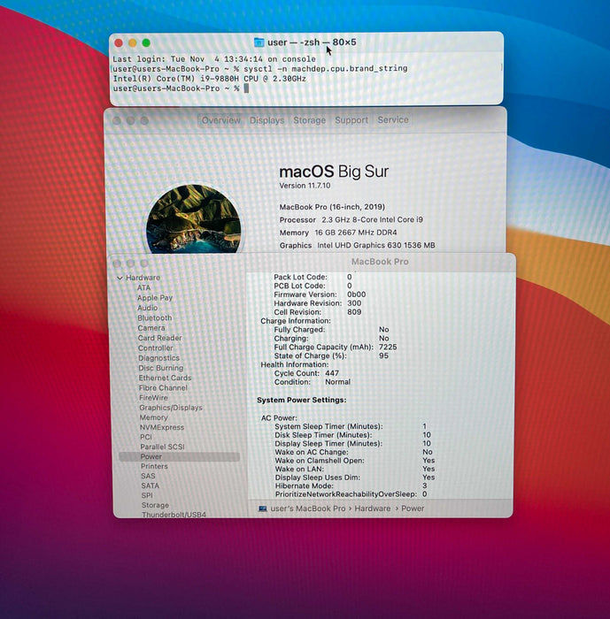 Apple MacBook Pro 16in 2019 i9-9880H Radeon PRO 5500 16GB RAM 1TB SSD READ!