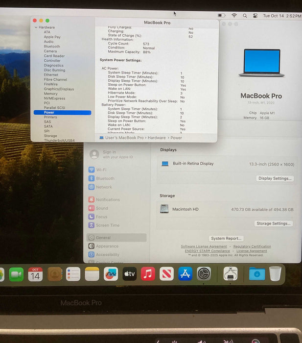 Apple MacBook Pro 13" M1 2020 16GB RAM 512GB SSD No Power Adapter