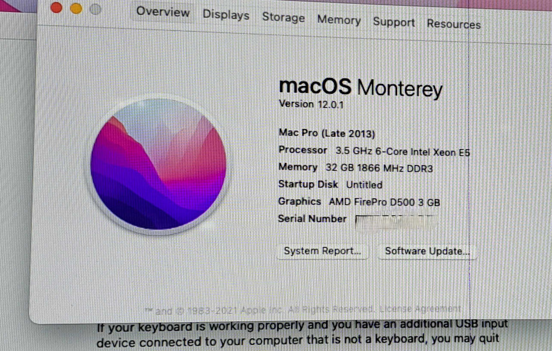 Mac Pro Model A1481 Xeon E5-1650 V2|32GB RAM|250GB SSD|AMD FirePro D500 3GB