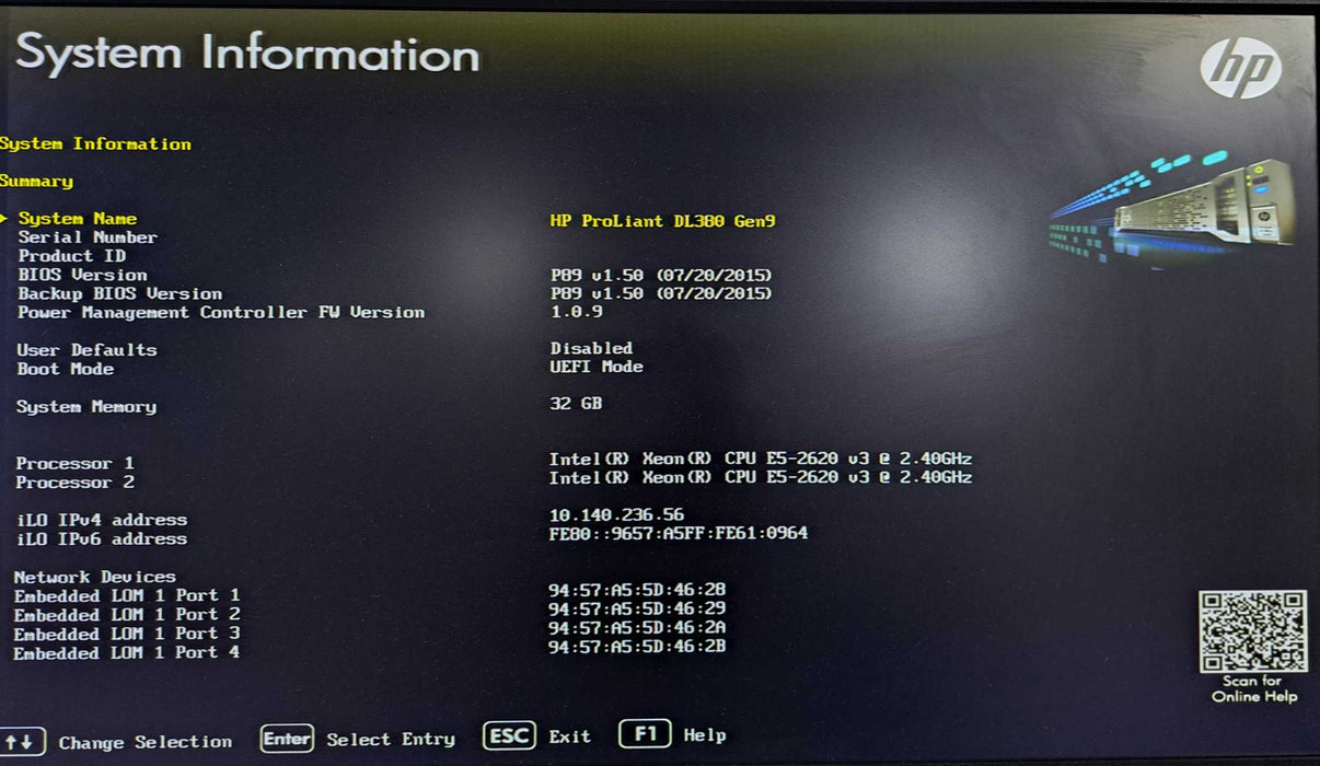 HP DL380 Gen9 2U 18x 2.5" | 2x Xeon E5-2620 v3 @2.40GHz, 32GB DDR4, P440ar