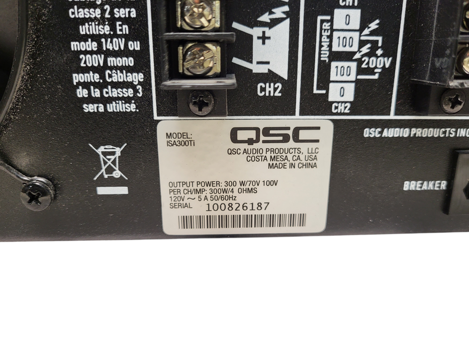 QSC ISA 300TI Professional Power Amplifier  $