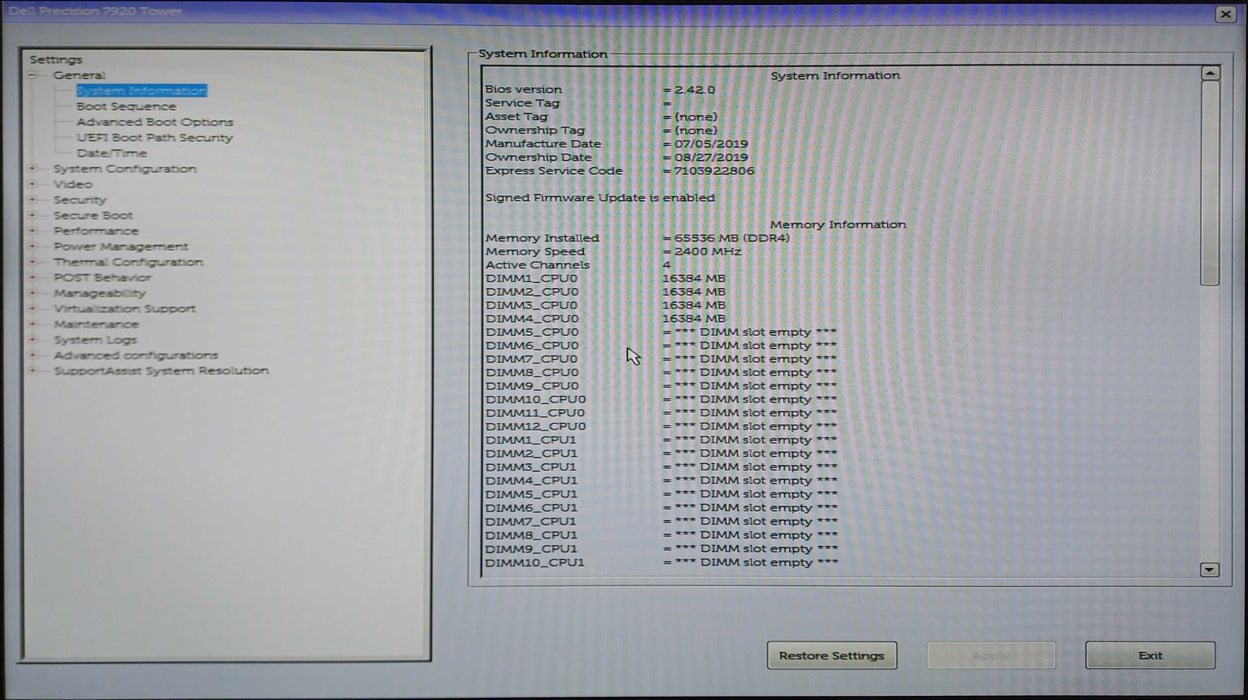 Dell Precision 7920, Xeon Gold 5118 2.30GHz, 64GB DDR4, 2x P620, 1400W PSU