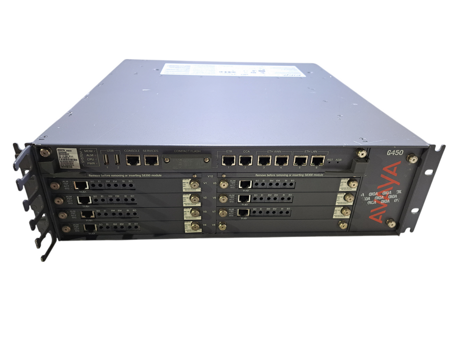 Avaya G450 Chassis w/ 7x MM710B & 1x MB450 Modules | 2x PSU's