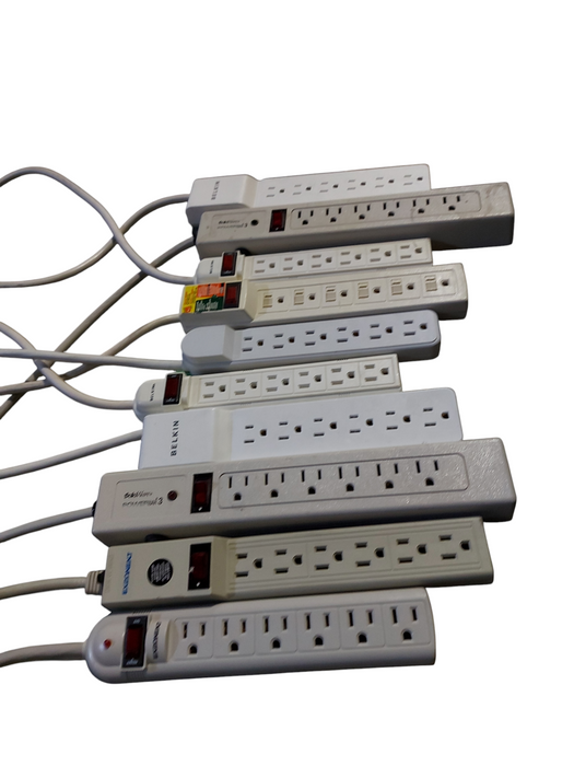 Lot 10x Assorted Power Bars / Strips / Extension Boards (White & 6 outlets)