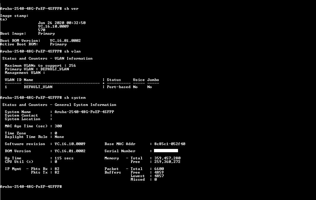 HP ARUBA 2540 JL357A 48 Port POE 4x SFP Rack Mountable Ethernet Switch