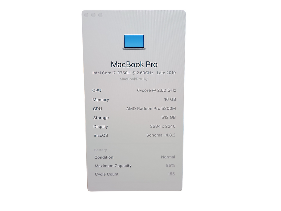 Apple Macbook Pro 2019 6-Core i7-9750H @ 2.6GHz 16GB RAM 512GB SSD GPU (