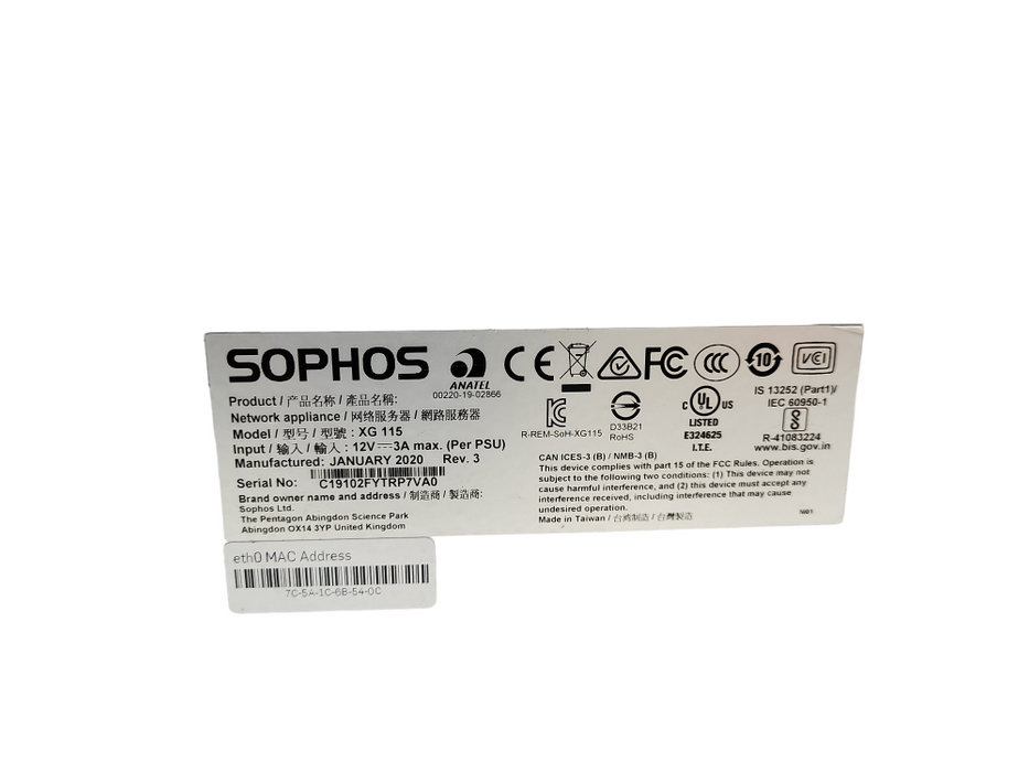 Sophos XG 115 Rev 2 VPN Firewall Appliance No HDD/SSD READ $
