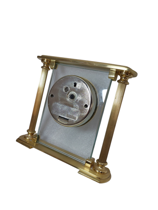 Brass & Glass Mantel /Desk/ Shelf Clock  =