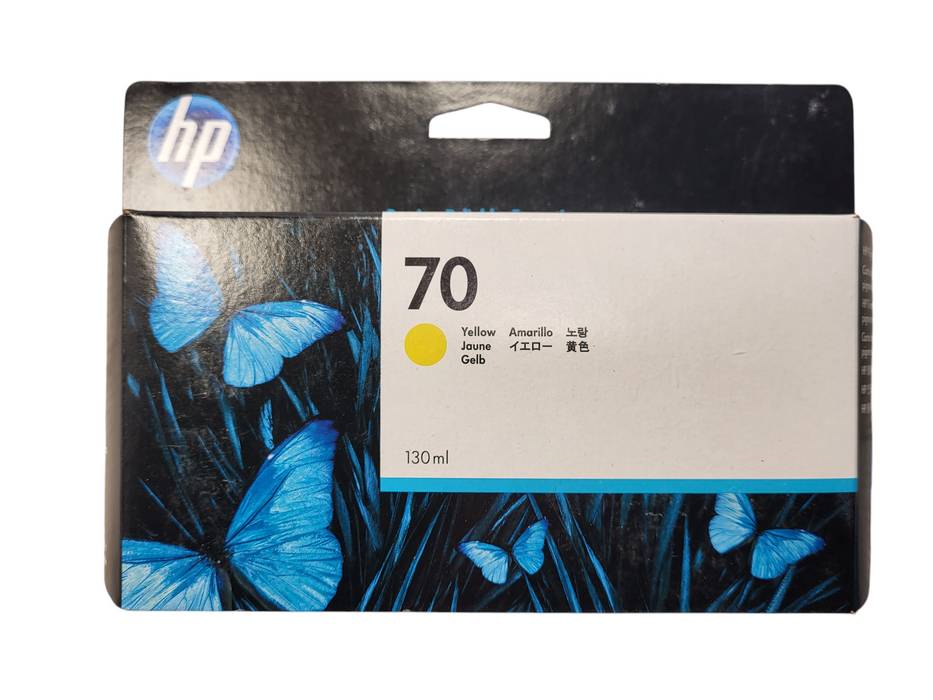 HP 70 YELLOW 130ml Ink Cartridge C9454A OEM DesignJet (New) Q$