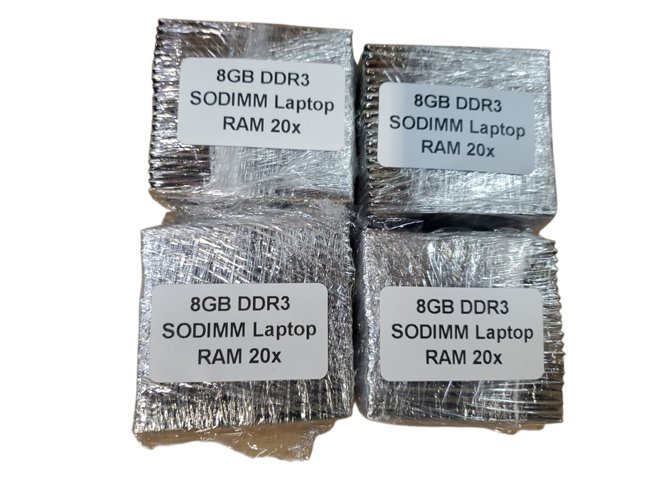 Lot of 80x, Assorted 8GB DDR3 SODIMM Laptop RAM