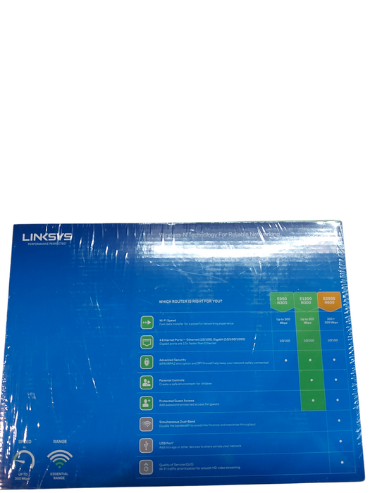 LINKSYS E1200 N300 Wi-Fi Wireless Router - New