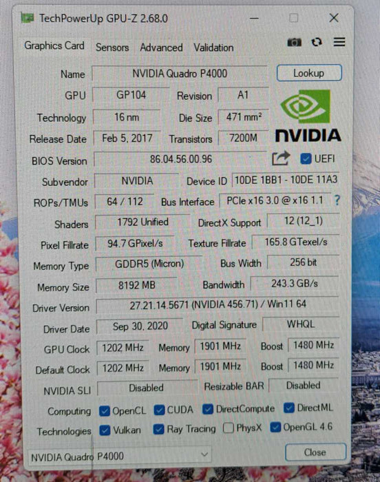 NVIDIA Quadro P4000 8GB GDDR5 Graphics Card | 4x DisplayPort )