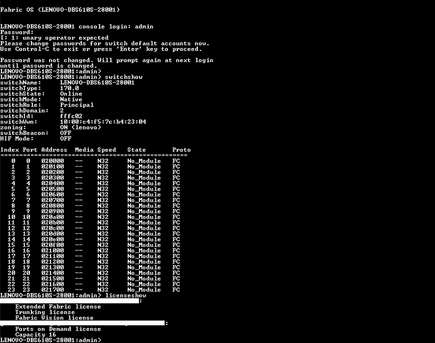 Lenovo DB610S FC Switch 24-Port 32Gb, 16 Ports on demand license