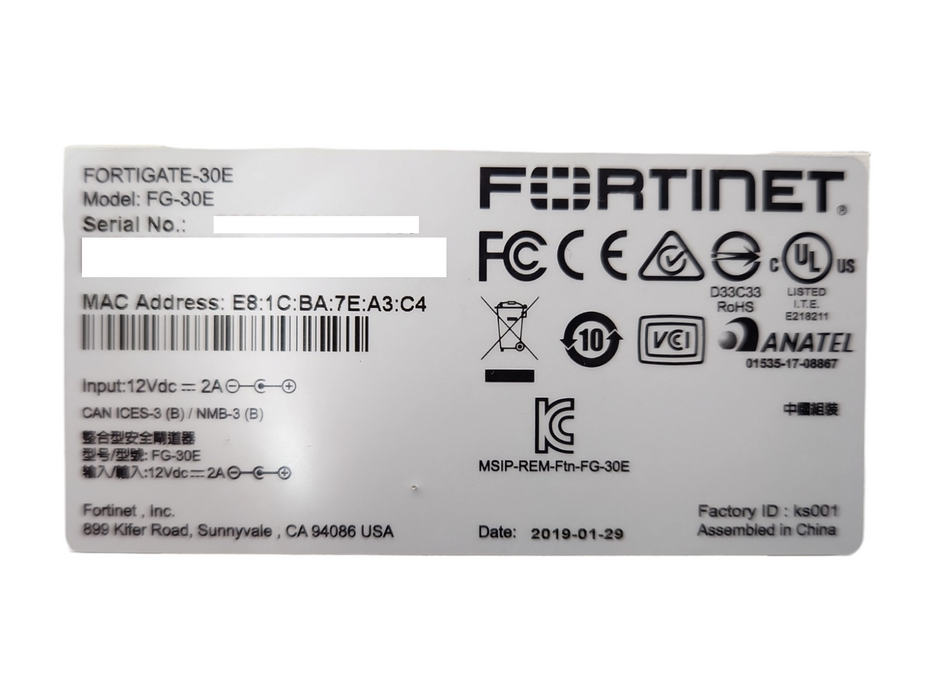 Fortinet FortiGate FG-30E, Network Security Firewall, Factory Reset