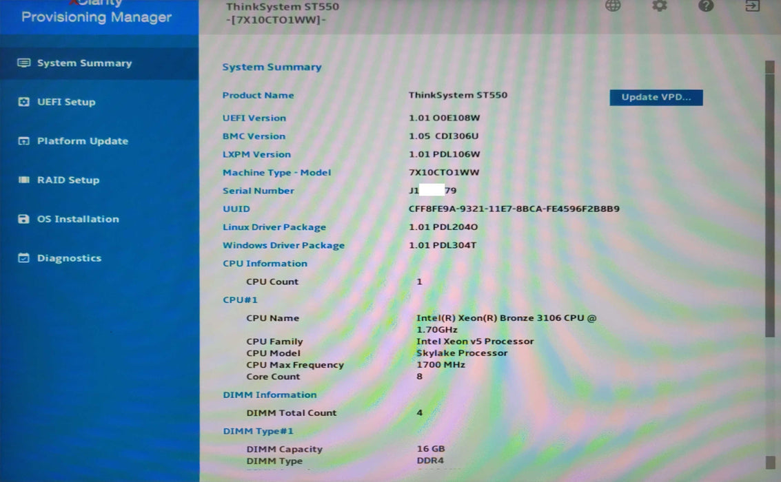 Lenovo ThinkSystem ST550, 1x Xeon Bronze 3106 64GB 2x PSU, 4x 3.5" Bays _