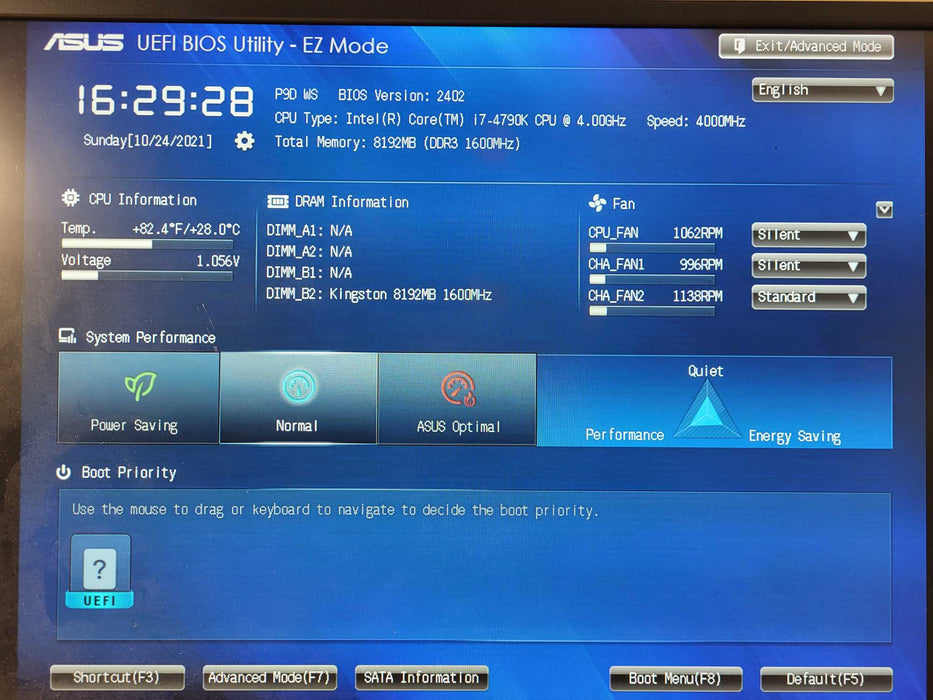 Custom Desktop ASUS P9D WS i7-4790K @ 4GHz 8GB DDR3 550W Modular PSU No HDD $