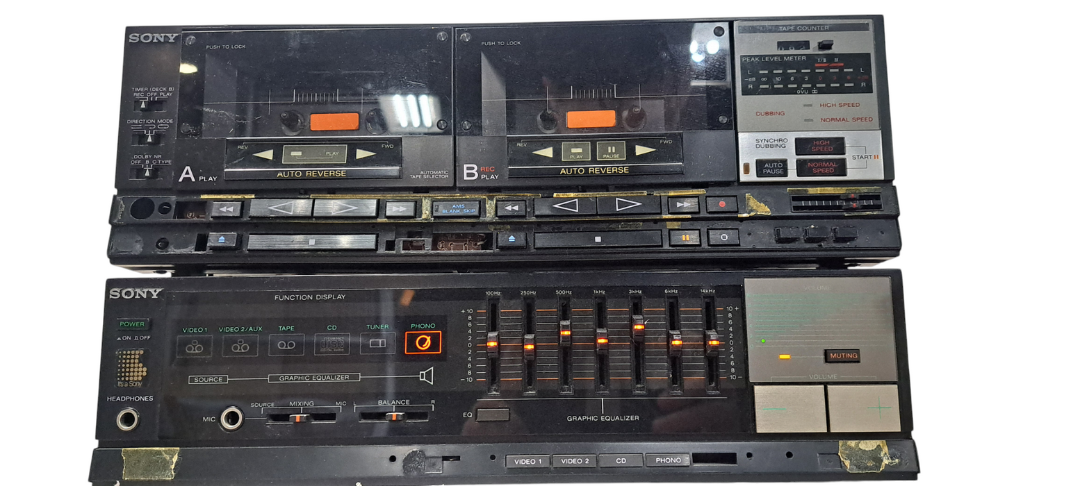 Sony TA-70V Integrated Amp & TC-V70WR Dual Cassette Deck Stereo READ