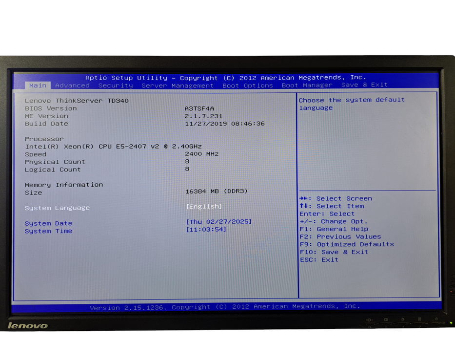 Lenovo ThinkServer TD340 | 2x Xeon E5-2407 v2 @2.40GHz, 16GB DDR3, 9240-8i