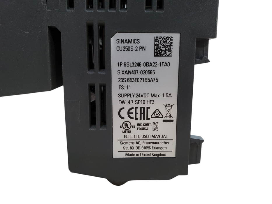 Siemens Sinamics Control Unit CU250S-2 PN 6SL3246-0BA22-1FA0 *READ*