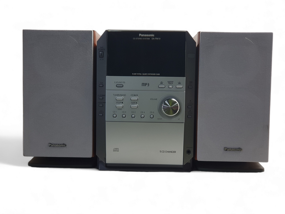 Panasonic SA-PM19 CD Stereo Cassette System 5 Disc Changer MP3 AM/FM -
