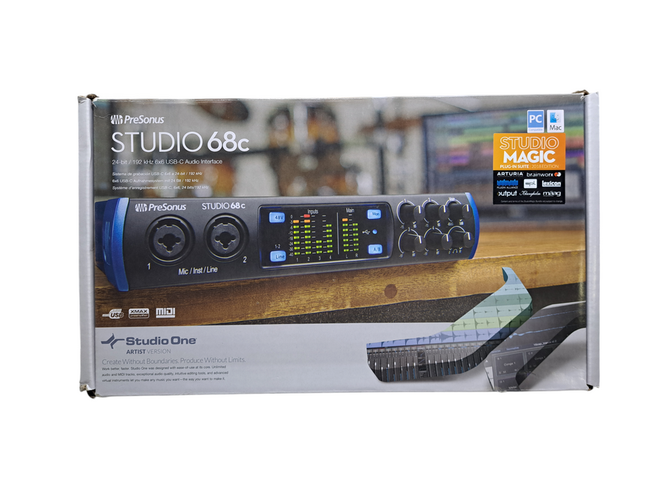 New | PreSonus Studio 68c USB-C Audio Interface 24-bit / 192 kHz 6x6 USB-C Q