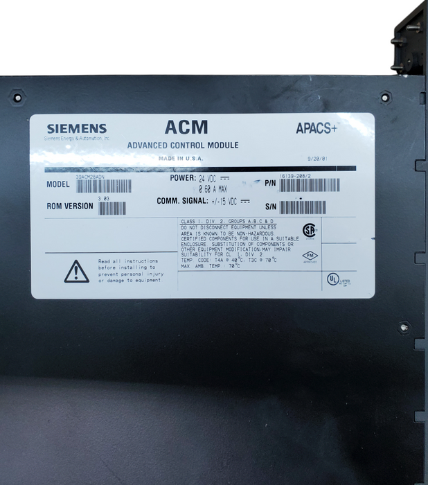 Siemens ACM 39ACM28ADN Advanced Control Module APACS+ *READ*