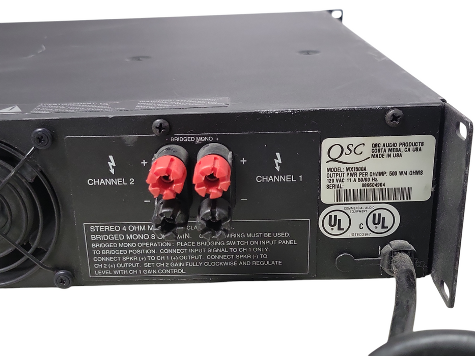 QSC MX1500A professional Stereo Amplifier, READ _