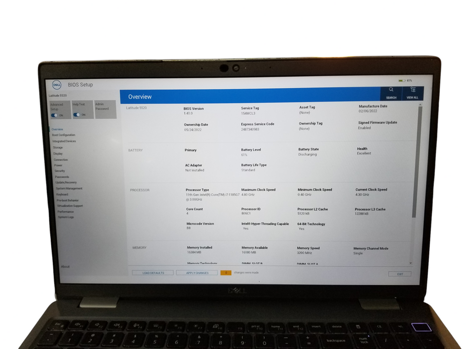 Dell Latitude 5520 Core i7-1185G7@3.00GHz 16GB RAM 256GB NVMe *READ*  Lap200