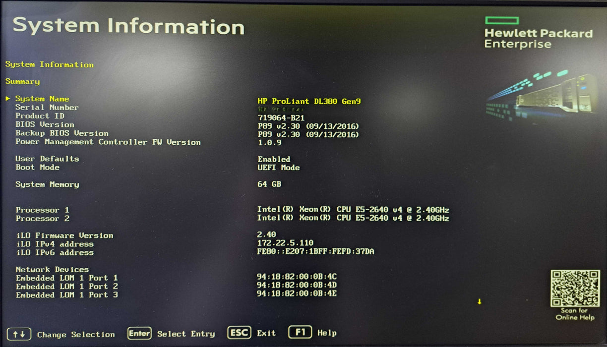 HP ProLiant DL380 Gen9 | 2x Xeon E5-2640 v4, 64GB DDR4, P440ar, 8x 2.5" )